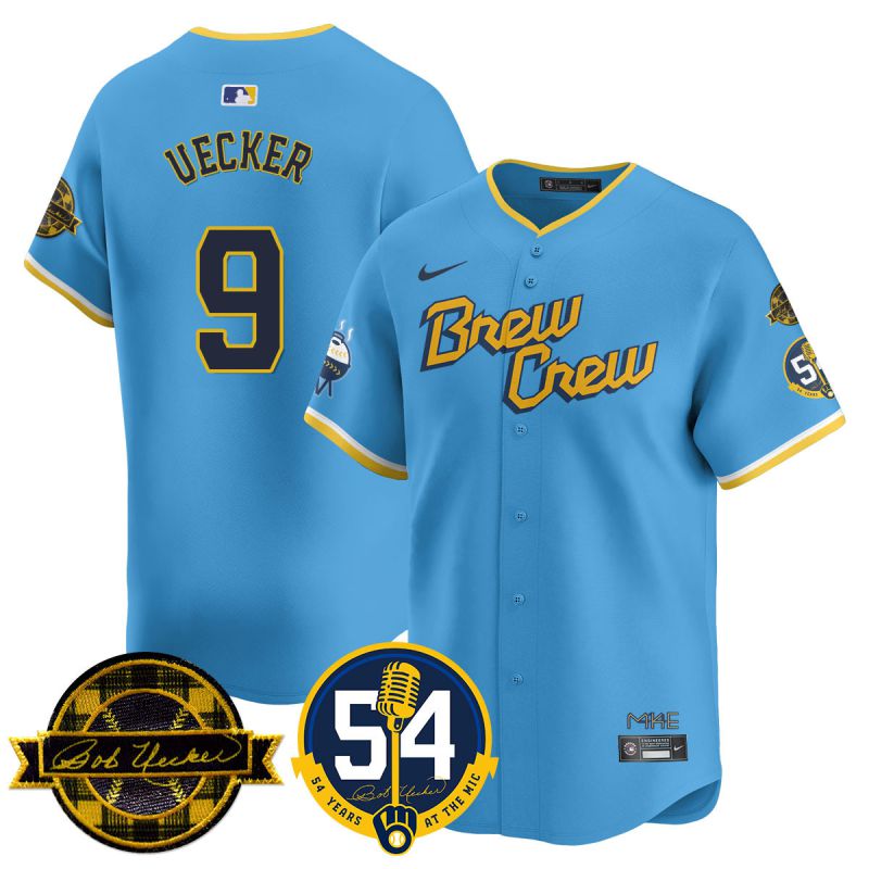 Men Milwaukee Brewers #9 Uecker Light blue Nike MLB 2025 Jersey 01->milwaukee brewers->MLB Jersey